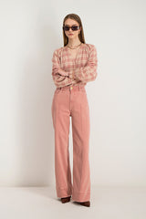 RIMA PINK TOPSTITCH TROUSERS