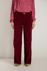 INDIRA BURGUNDY CORDUROY TROUSERS