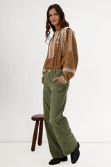 INDIRA KAKI CORDUROY TROUSERS