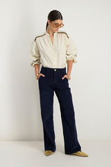 INDIRA NIGHT BLUE CORDUROY TROUSERS