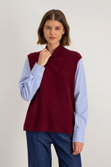 LITA BURGUNDY MERINO WOOL HYBRID SWEATER