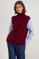 LITA BURGUNDY MERINO WOOL HYBRID SWEATER
