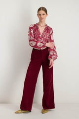 ZORAIA RASPBERRY LONG SLEEVE PRINTED TUNIC