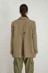 DORIS HOUNDSTOOTH HOLLOW PLEATED JACKET
