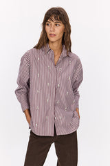 ZOÉ BURGUNDY BEADED SHIRT