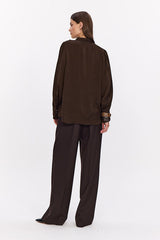 ESTRELLA BROWN RUFFLED SHIRT