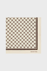 DANAE BEIGE MONOGRAMMED SILK SQUARE SCARF