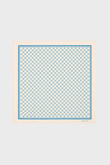 DANAE BLUE MONOGRAMMED SILK SQUARE SCARF