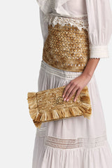 ILI BEIGE FRINGED CLUTCH - FASHION SHOW