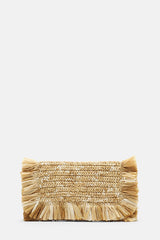 ILI BEIGE FRINGED CLUTCH - FASHION SHOW