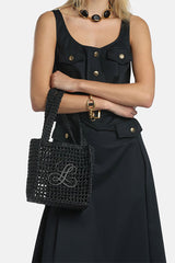 ISOLETTE BLACK RAFFIA MINI BAG