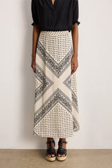 NAYLIA BICOLOR PRINT MIDI SKIRT