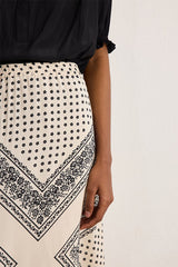 NAYLIA BICOLOR PRINT MIDI SKIRT