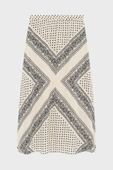 NAYLIA BICOLOR PRINT MIDI SKIRT