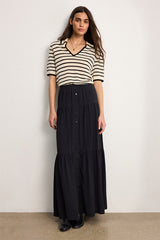 NAELA BUTTONS RUFFLES MAXI SKIRT