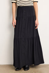 NAELA BUTTONS RUFFLES MAXI SKIRT