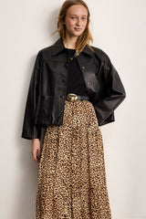 NAYANA LONG BUTTONED LEOPARD SKIRT