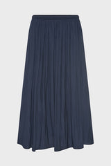 VANINA NAVY PLEATED SATIN SKIRT