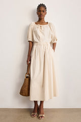 NEYLA PLEATED COTTON MIDI SKIRT