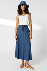 JIHANE LINEN MIX MIDI SKIRT