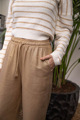 RUBY DARK GOLD LINEN BLEND TROUSERS