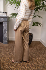 RUBY DARK GOLD LINEN BLEND TROUSERS