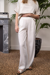 VADIM OFF-WHITE LINEN BLEND TROUSERS