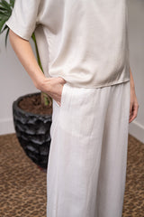 VADIM OFF-WHITE LINEN BLEND TROUSERS