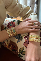 ONDINE AVENTURINE RIBBED BANGLE