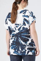 KRISS BLUE FLORAL TIE DYE JERSEY T-SHIRT