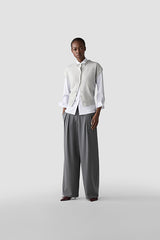 GREY HIGH WAISTED WIDE LEG TROUSERS
