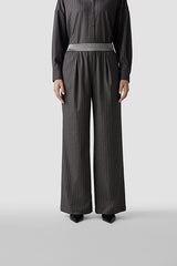 GREY WIDE LEG PLEATED TROUSERS