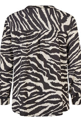 ZEBRA PRINT V NECK LONG SLEEVED SHIRT