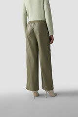 KHAKI HIGH WAISTED WIDE LEG TROUSERS
