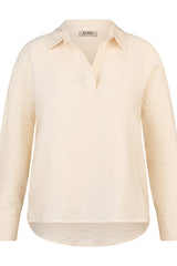 BEIGE LONG SLEEVE COLLARED SHIRT