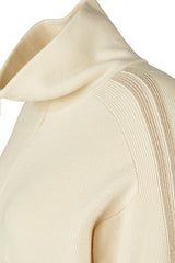 CREAM HIGH COLLAR KNIT JACKET