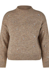 BEIGE HIGH NECK KNIT SWEATER