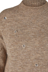 BEIGE HIGH NECK KNIT SWEATER
