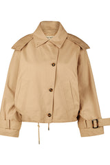 BEIGE COLLARED DESIGN BUTTON UP JACKET