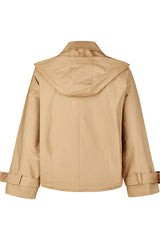 BEIGE COLLARED DESIGN BUTTON UP JACKET
