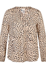 LEOPARD PRINT V NECK LONG SLEEVED BLOUSE