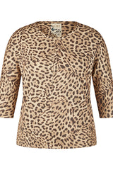 LEOPARD PRINT 3/4 SLEEVE TOP