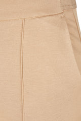 BEIGE HIGH WAISTED WIDE LEG TROUSERS