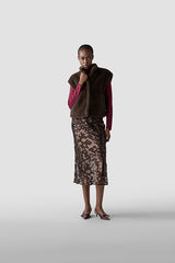 DARK BROWN FAUX FUR VEST
