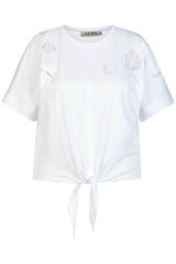 TIE-HEM SHORT SLEEVE BLOUSE