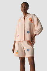 STAND-UP COLLAR EMBROIDERY BLOUSE
