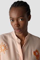 STAND-UP COLLAR EMBROIDERY BLOUSE