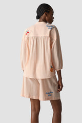 STAND-UP COLLAR EMBROIDERY BLOUSE