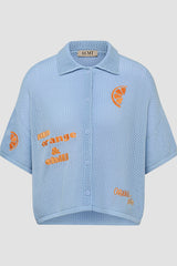 POLO COLLAR OPENWORK STRUCTURE KNIT SHIRT