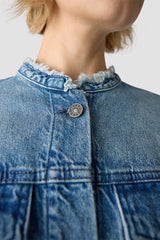STAND-UP COLLAR 3/4 SLEEVES DENIM JACKET
